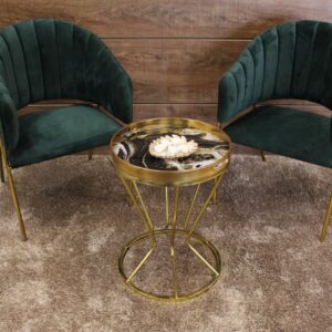 Bed Room Chairs Exclusive Fabric Brass Finish Legs